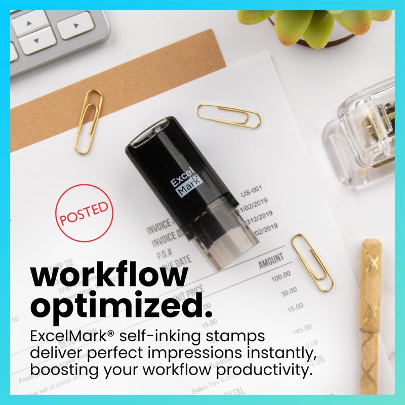 ExcelMark Posted Self Inking Rubber Stamp - Red Ink (ExcelMark A-17) - Image 2